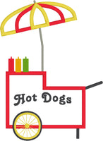 Hotdog Vendors Cart applique embroidery design, snugglepuppyapplique.com