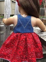 Overall dress sewing pattern for 18 inch doll, snugglepuppyapplique.com