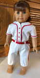 Baseball outfit sewing pattern for 18 inch doll, snugglepuppyapplique.com