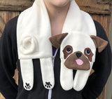 Pug scarf sewing pattern, snugglepuppyapplique.com