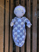 Layette sewing pattern for 12 inch doll, snugglepuppyapplique.com