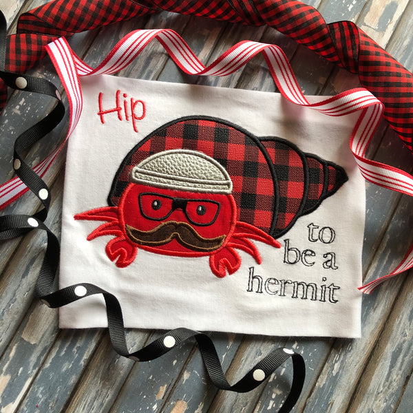 Hip to be a Hermit Crab social distancing applique embroidery design by snugglepuppyapplique.com