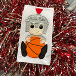 Trojan with a Basketball applique embroidery design, snugglepuppyappliqe.com