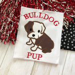 Bulldog pup mascot applique embroidery design for baby and kids, snugglepuppyapplique.com