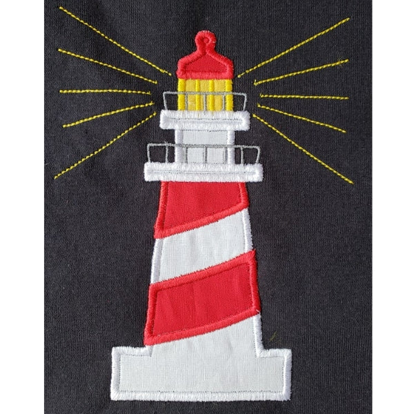 Lighthouse applique embroidery design, snugglepuppyapplique.com