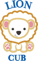Lion Cub Mascot Applique embroidery design, snugglepuppqappliqe.com