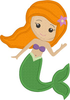 Mermaid applique embroidery design, Stylized mermaid is waving, snugglepuppyapplique.com