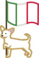 Chihuahua with Mexican Flag Cinco de Mayo applique embroidery design, snugglepuppyapplique.com