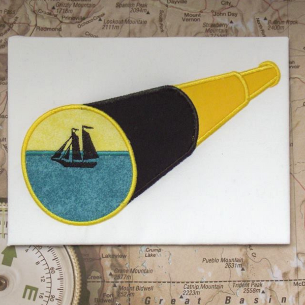 Nautical Telescope applique embroidery design, snugglepuppyapplique, pirate ship