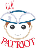lil' Patriot Mascot Applique Embroidery Design, snugglepuppyapplique.com