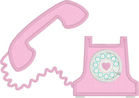 Retro Telephone applique embroidery design, snugglepuppyapplique.com