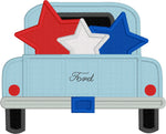 Stars in Pickup 4th of July applique embroidery design, snugglepuppyapplique.com