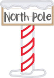 North Pole sign applique machine embroidery design by snugglepuppyapplique.com
