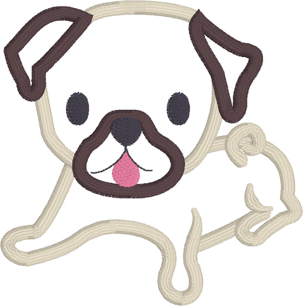 cute pup applique embroidery design, tongue out, snugglepuppyapplique.com