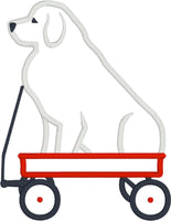 Great Pyrenees in a Wagon Applique Embroidery Design, snugglepuppyappliue.com