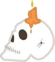 Skull with Candle Halloween Applique Embroidery Design, snugglepuppyapplique.com