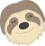 Sloth face applique embroidery design, snugglepuppyapplique.com