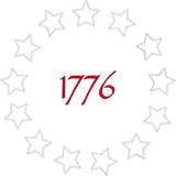 an applique of thirteen stars arranged in a circle with "1776" embroidered in the center, colonial, American colonial snugglepuppyapplique.com