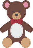 Teddy Bear with bow tie applique embroidery design, snugglepuppyqapplique.com
