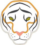 Tiger face with 3d ears applique embroidery design, snuggle puppy applique.com
