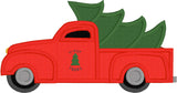 Truck applique design, tree in back of vintage pickup truck, snugglepuppyapplique.com