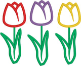 Tulip Trio Spring Applique embroidery design by snugglepuppyapplique.com