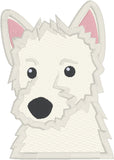 West Highland Terrier applique embroidery design,  Westie, snugglepuppyapplique.com